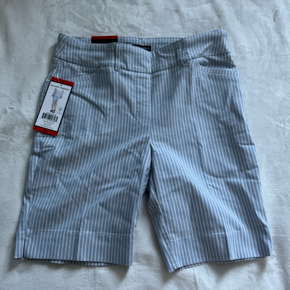 Blue and white striped shorts